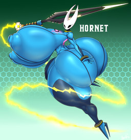 anthro areola big_areola big_breasts big_butt big_nipples black_body black_eyes blue_bodysuit blue_clothing blue_skinsuit bodysuit breasts butt clothing cosplay crossover_cosplay female huge_areola huge_breasts huge_butt huge_nipples hyper hyper_breasts hyper_butt nipples skinsuit solo text tight_clothing zero_suit ber00 hollow_knight_(franchise) metroid nintendo team_cherry hornet_(hollow_knight) samus_aran arthropod 2025 absurd_res crossover digital_media_(artwork) english_text hi_res