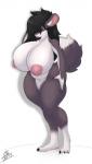 anthro big_breasts black_hair black_lips blue_eyes breasts curvy_figure female genitals hair hair_over_eye huge_breasts inner_ear_fluff lips makeup nipples nude one_eye_obstructed pussy slightly_chubby smile solo standing thick_thighs tuft voluptuous white_inner_ear_fluff pillowymounds amelia_(yips) chinchilla chinchillid mammal rodent 2019 dated hi_res