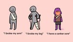 anthro cast crutch female grey_body male medical_instrument medical_sling multicolored_body purple_body scientific_instrument snake_hood standing text two_tone_body ncs anon keeshee human mammal reptile scalie snake 2024 english_text hi_res