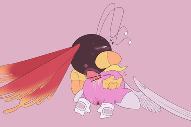 2_horns animal_genitalia antennae_(anatomy) anus armless big_penis big_wings biped bodily_fluids brown_anus brown_body censor_bar censored_genitalia censored_penis censored_vulva crossgender crouching cum cum_drip cum_from_mouth cum_in_mouth cum_inside cum_string dripping duo ejaculation empty_eyes erection eyes_closed feathered_wings feathers female female_penetrated floating_hands from_front_position genital_fluids genital_slit genitals hand_on_face heart_symbol horn ineffective_censorship insect_wings leaking_cum lepidopteran_wings looking_pleasured male male/female male_penetrating male_penetrating_female mtf_crossgender narrowed_eyes not_furry oral oral_penetration orgasm penetration penis penis_in_mouth pink_body pink_penis pink_vulva plump_labia puffy_anus sex simple_background sweat sweatdrop tapering_penis three-quarter_view vulva white_eyes wings yellow_horn ariarik_o0 kirby_(series) nintendo galacta_knight morpho_knight waddling_head 2024 3:2 censored digital_drawing_(artwork) digital_media_(artwork) english_description hi_res