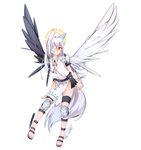 2020 absurd_res animal_humanoid bandage canid canid_humanoid canine canine_humanoid eyuzi fox_humanoid hair halo hi_res humanoid male mammal mammal_humanoid mismatched_wings one_eye_obstructed simple_background solo white_background white_hair wings young