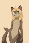 anthro blonde_hair brown_body brown_fur casual_nudity female flat_chested fur genitals green_eyes hair looking_at_viewer navel nipples nude pussy solo standing tan_body tan_fur young young_anthro young_female furrylinette jenny_(ajdurai) mammal mustelid otter hi_res