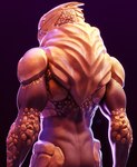 bodypaint butt face_paint male muscular muscular_male nude rear_view solo standing kagekave bioware electronic_arts mass_effect verros alien turian 3d_(artwork) digital_media_(artwork) hi_res