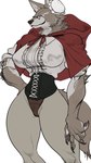 anthro big_breasts biped breasts claws cloak clothed clothing eyewear female female_anthro finger_claws fully_clothed fur glasses grey_body grey_fur mature_anthro mature_female muscular muscular_female red_cloak red_clothing round_glasses shirt simple_background small_waist smile solo thick_thighs topwear white_background white_body white_clothing white_fur white_shirt white_topwear wide_hips yellow_eyes quququl fairy_tales little_red_riding_hood_(copyright) big_bad_wolf grandma_(little_red_riding_hood) little_red_riding_hood canid canine canis mammal wolf 2023 absurd_res digital_media_(artwork) hi_res