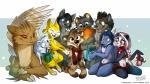 anthro feathered_wings feathers female feral gift group holidays male size_difference wings dragibuz christmas mythology bandie diti nodin rimou_(character) sanlich shalinka_(character) spihanor szurky titash_(character) arctic_fox avian bear bird canid canine canis domestic_cat dragon felid feline felis fox giant_panda mammal mythological_creature mythological_scalie penguin scalie true_fox wolf