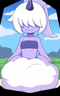1_horn bouncing clothed clothed_female clothed_humanoid clothing cloud female female_humanoid grass_field hair horn not_furry obscured_eyes outside purple_body smile solo split_form topwear tube_top white_hair young young_female young_humanoid vadaboob palworld pocketpair air_creature air_humanoid cloud_humanoid dazzi_(pal) elemental_creature elemental_humanoid horned_humanoid humanoid living_cloud pal_(species) 2024 5:8 animated digital_media_(artwork)