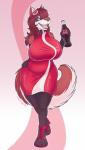 anthro beverage big_breasts breasts coca-cola_clothing curvy_figure female hair heterochromia huge_breasts latex product_clothing product_placement red_hair simple_background slightly_chubby soda solo toned_calves voluptuous wide_hips melangetic coca-cola canid canine canis domestic_dog husky mammal nordic_sled_dog spitz absurd_res digital_media_(artwork) hi_res