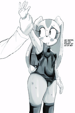 aged_up ambiguous_gender anthro backpack camel_toe clothing disembodied_hand dominant dominant_ambiguous duo faceless_character female male male/female one-piece_swimsuit randoseru school_bag school_swimsuit solo_focus swimwear young young_anthro young_female hereapathy sega sonic_the_hedgehog_(series) cream_the_rabbit human lagomorph leporid mammal rabbit 2:3 absurd_res hi_res