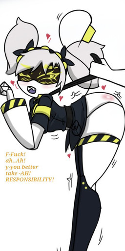 ambiguous_gender ass_up butt duo female female/ambiguous looking_at_viewer looking_back machine not_furry profanity solo_focus text pace-maker glitch_productions murder_drones j_(murder_drones) humanoid robot robot_humanoid english_text