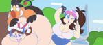 anthro ass_up big_breasts big_butt blue_eyes bouncing_breasts breasts brown_hair butt butt_grab city city_background clothing doggystyle duo erect_nipples female from_behind_position fur genitals grey_eyes hair hand_on_butt hat headgear headwear male male/female nipple_outline nipples penetration penis red_body red_fur sex simple_background vaginal vaginal_penetration white_body sound_warning startlin nintendo pokemon pokemon_legends_z-a female_protagonist_(pokemon_legends_z-a) hilda_(pokemon) pokemon_trainer generation_5_pokemon human mammal pokemon_(species) tepig animated sound webm