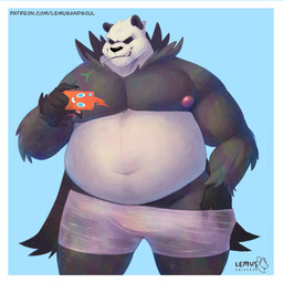 anthro belly biceps bulge cellphone clothing electronics fupa hand_on_hip male musclegut muscular navel nipples overweight overweight_anthro overweight_male pecs phone selfie slightly_chubby smartphone smile smirk solo text underwear lemusuniverse nintendo pokemon bear generation_6_pokemon giant_panda mammal pangoro pokemon_(species) 1:1 url