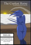 absurd_res anthro avian big_butt bird blue_body blue_feathers butt cloud comic english_text feathers female hi_res mariel_(tch) nude outside plaga railing rear_view sky sun tail tail_feathers text