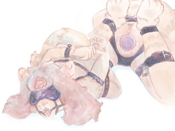 anal anal_penetration ankle_cuffs anthro anus ass_up bdsm blindfold bodily_fluids bondage bondage_gear bottomwear bound brown_hair buckle butt butt_shot clitoris clothing crotchless_clothing crotchless_panties crotchless_underwear cuff_(restraint) cutaway dildo dildo_in_ass dildo_insertion female female_penetrated fluffy fluffy_hair fluffy_tail fully_bound fur gag genitals hair halter harness harness_gag harness_ring harness_ring_gag leather leather_bottomwear leather_clothing leather_harness leather_panties leather_underwear lock loli muzzle_(object) object_in_ass occult_symbol orange_body orange_fur padlock panties penetration pentagram restraints ring_gag saliva sex_toy sex_toy_in_ass sex_toy_insertion simple_background solo symbol tail underwear vaginal vaginal_penetration white_background wrist_cuffs young young_anthro conditional_dnp evepoesy sophia_hellstrand domestic_cat felid feline felis mammal norwegian_forest_cat 2022 digital_media_(artwork) digital_painting_(artwork) hi_res painting_(artwork)