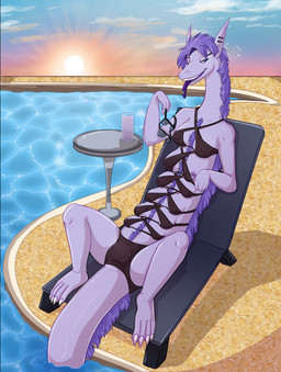 breasts ear_piercing female feral genitals industrial_piercing long_ears mane multi_breast multi_eye nipple_piercing nipples non-mammal_breasts piercing quadruped science solo teats tongue tongue_piercing transformation animatics absurd_res hi_res