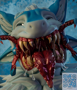 4_ears anthro bent_over blue_body blue_eyes bodily_fluids fangs front_view fur gaping_mouth hair happy inner_ear_fluff looking_at_viewer low-angle_view male mandibles mouth_shot multi_ear multicolored_body multicolored_fur narrowed_eyes nightmare_fuel nude open_mouth saliva saliva_on_tongue saliva_string sharp_teeth simple_background smile solo standing teeth throat tongue tongue_out tuft what_has_science_done white_body white_fur vogleinis avali avian 2025 3d_(artwork) absurd_res digital_media_(artwork) hi_res portrait signature