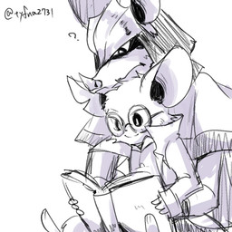 anthro armor bat_nose big_ears book chin_on_head clothed clothing duo female front_view fully_clothed headgear helmet holding_book holding_object larger_male longcoat male male/female notched_ear on_lap open_book reading reading_book sitting_on_lap size_difference smaller_female tyfna2731 mina_the_hollower yacht_club_games mina_(mina_the_hollower) thorne_(mina_the_hollower) bat mammal mouse murid murine rodent 1:1 sketch