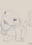 ambiguous_gender collar collar_only landshark looking_at_viewer name_tag nude simple_background smile smiling_at_viewer text tongue tongue_out sayeth marvel marvel_rivals jeff_the_land_shark fish marine shark english_text hi_res monochrome signature sketch