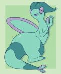 2019 3_fingers ambiguous_gender anojaa blush butt conditional_dnp cool_colors digital_media_(artwork) feral fingers flygon generation_3_pokemon gesture green_background green_body green_theme hi_res nintendo open_mouth open_smile pokemon pokemon_(species) richard_(anojaa) simple_background smile solo teal_theme waving
