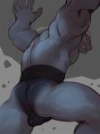 anthro anus backsack balls belt big_muscles butt clenched_teeth erection genitals low-angle_view male mostly_nude muscular muscular_anthro muscular_male penis perineum raised_arm solo teeth agtaur nintendo pokemon generation_1_pokemon machoke pokemon_(species) scalie 2015 3:4 digital_media_(artwork) signature