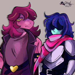 anthro female male muscular ghostar656 deltarune toby_fox_(copyright) undertale_(series) kris_dreemurr susie_(deltarune) human mammal reptile scalie absurd_res hi_res