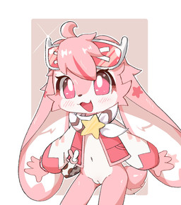 anthro biped black_nose blush blush_lines bottomless bottomless_female clothed clothing countershade_face countershade_torso countershading female floppy_ears front_view fur genitals head_tuft humanoid_genitalia humanoid_vulva jacket long_ears lop_ears navel open_mouth open_smile pink_body pink_fur scut_tail short_tail simple_background smile solo tail tongue topwear tuft vulva white_body white_countershading white_fur young young_anthro young_female nomorer18 petit_planet elsasani_(petit_planet) lagomorph leporid mammal rabbit 2025 hi_res