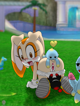 all_fours anthro anus balls big_balls big_butt big_penis bloomers blue_body blue_skin blush bodily_fluids bottomwear brown_eyes butt cervix chao_garden clitoris clothed clothing dripping erection female foreskin frilly frilly_bloomers frilly_bottomwear frilly_clothing fur genital_fluids genitals group heart_symbol humanoid_genitalia humanoid_penis loli long_penis male male/female neonate open_mouth orange_body orange_fur panties panties_down partially_clothed penis precum precum_drip presenting presenting_hindquarters retracted_foreskin screencap screencap_background small_but_hung spread_anus spread_butt spread_vulva spreading surprised thick_penis thick_thighs tongue trio_focus underwear underwear_down urethra vein veiny_penis vulva white_bloomers young young_anthro pokachu_(artist) sega sonic_adventure sonic_the_hedgehog_(series) cream_the_rabbit chao_(sonic) dark_chao domestic_rabbit lagomorph leporid lop_rabbit mammal oryctolagus rabbit absurd_res hi_res