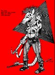 abstract_background anarchy_symbol anthro biped bottomwear clothing gun male pants ranged_weapon rat_tail rifle solo tail weapon unknown_artist mammal murid murine rat rodent 1984