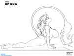 anthro athletic_wear big_breasts big_ears bottomwear breasts butt clothing exercise female hair hair_bun hooves horn long_ears pants ponytail pose solo tail tail_tuft thin_tail tuft workout yoga yoga_pants harpseal mythology equid equine mammal mythological_creature mythological_equine unicorn absurd_res hi_res monochrome