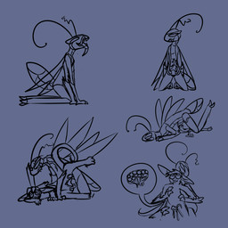 3_arms abdominal_bulge antennae_(anatomy) anthro arthropod_abdomen ears_down egg egg_insertion eggnant female hunched_over insect_wings kneeling lidded_eyes male male/female mandibles multi_arm multi_limb oviposition ovipositor pivoted_ears pregnant pushing_down pushing_head rough_sex sex standing standing_sex tongue tongue_out wings cronchlord alien arthropod insect lemur mammal primate strepsirrhine absurd_res hi_res sketch_page herm_(lore) nonbinary_(lore)