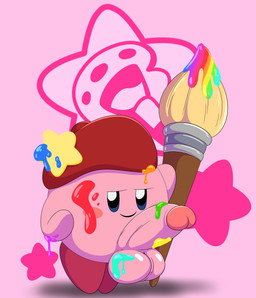 artist balls big_penis brush copy_ability genitals humanoid_genitalia humanoid_penis looking_at_viewer male paint paint_on_body paint_on_face paint_on_penis paintbrush painter painters_cap penis presenting presenting_penis simple_background solo tepigfan101 kirby_(series) kirby_star_allies nintendo kirby waddling_head absurd_res hi_res