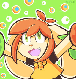 :d anthro arms_above_head black_clothing bracelet clothed clothing eyelashes fangs female floppy_ears fur green_background green_eyes hair happy jewelry long_ears looking_at_viewer open_mouth open_smile orange_hair orange_nose reaching_towards_viewer short_hair simple_background smile smiling_at_viewer solo tan_body tan_fur teeth topwear wide_smile yellow_clothing apple_idiot freedom_planet galaxytrail milla_basset basset_hound canid canine canis domestic_dog hunting_dog mammal scent_hound 2018 aliasing bust_portrait digital_media_(artwork) half-length_portrait portrait signature