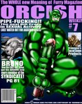 2005 anal anal_penetration anthro balls bruno_rhynox cover english_text fictional_magazine_cover genitals glans green_balls green_body green_penis green_skin hi_res humanoid magazine_cover male mammal masturbation muscular muscular_anthro muscular_male nipples object_in_ass orc pecs penetration penile penile_masturbation penis pink_glans pink_nipples rhinoceros sex_toy sex_toy_in_ass sex_toy_insertion text tomcat_(artist) toying_self trassk