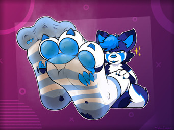 3_toes anthro biped clothing dirty dirty_clothing dirty_feet dirty_socks feet foot_fetish foot_focus footwear male pawpads paws purple_background simple_background socks soles solo toes torn_clothing torn_footwear torn_socks frodo_(frodo0o) yakucabbit canid canine mammal 4:3 alternate_version_at_source character_request hi_res