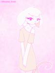 anthro biped blush bulge clothed clothing clothing_lift crossdressing eyelashes femboy floppy_ears fur hair legwear looking_at_viewer male male_anthro off_shoulder panties simple_background smile solo stockings underwear white_body white_fur whygena reggie_(whygena) mammal mouse murid murine rodent 2019 2d_animation animated frame_by_frame pink_theme