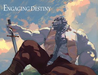 abdominal_scar abs anthro beard biceps body_hair boots bottomwear brown_boots brown_bottomwear brown_clothing brown_footwear brown_pants chest_tuft clothed clothing cloud deltoids facial_hair footwear fur genitals grass happy_trail hill holding_melee_weapon holding_object holding_sword holding_weapon male melee_weapon muscular muscular_anthro muscular_male mustache open_bottomwear open_clothing open_pants outside pants pawpads penis pink_pawpads plant pubes scar shoes sitting sitting_on_ground sky solo sword tan_clothing tan_topwear tan_vest title topwear tuft vein veiny_penis vest weapon white_body white_fur yellow_eyes gavel_(artist) engaging_destiny felid lion mammal pantherine 2023 cover_art hi_res