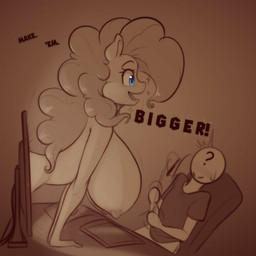 ?_face anthro areola big_breasts breasts clothed clothed/nude clothed_male clothing computer duo electronics female huge_breasts male nervous nipples nude through_screen scorpdk friendship_is_magic hasbro my_little_pony anon fan_character pinkie_pie_(mlp) equid equine horse mammal pony hi_res