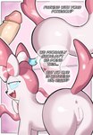 anus duo female feral fur genitals male male/female multicolored_body multicolored_fur penis pink_body pink_fur pink_tail simple_background speech_bubble tail text two_tone_body two_tone_fur vulva white_body white_fur drakkie game_freak nintendo pokemon eeveelution generation_6_pokemon pokemon_(species) sylveon absurd_res english_text hi_res