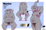 alternate_species anthro armpit_hair backsack balls big_butt body_hair butt crouching flaccid foreskin front_view genitals half-erect looking_at_viewer male moobs nipples overweight overweight_anthro overweight_male penis proboscis_(anatomy) pubes rear_view simple_background sitting solo stated_adult stated_age stated_sexuality stretching stretching_arms tail text thick_thighs trunk_(anatomy) tusks vein veiny_penis fiercedeitylynx marlon_(fiercedeitylynx) elephant elephantid mammal proboscidean 2021 absurd_res character_name english_text hi_res model_sheet signature