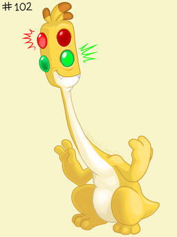 3_fingers 3_toes ambiguous_gender antennae_(anatomy) anthro biped closed_smile countershading cute_fangs dipstick_antennae fangs feet fingers glowing glowing_eyes green_eyes long_neck mouth_closed multi_eye multicolored_antennae red_eyes short_tail smile solo tail teeth text toes traffic_light white_body white_countershading yellow_body psychedelic-lemur disney lilo_and_stitch stopgo alien experiment_(lilo_and_stitch) 3:4 artist_name digital_media_(artwork) signature