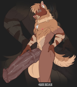 animal_genitalia animal_penis anthro balls big_balls big_penis brown_body brown_fur brown_hair equine_genitalia equine_penis femboy fur genitals hair hand_on_hip hand_on_penis huge_balls huge_penis hyper hyper_balls hyper_genitalia hyper_penis looking_at_viewer male medial_ring mismatched_animal_penis mismatched_genitalia mismatched_penis penis solo standing vein veiny_penis yellow_eyes bluch_(artist) dante_hyena hyena mammal striped_hyena 2023 digital_drawing_(artwork) digital_media_(artwork) hi_res