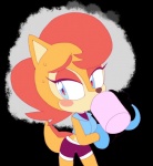 anthro blue_eyes blush bodily_fluids breasts brown_body brown_fur clothing container cup drinking eyelashes female fur gloves hair handwear looking_away red_hair solo sweat sweatdrop zzavok archie_comics sega sonic_the_hedgehog_(archie) sonic_the_hedgehog_(comics) sonic_the_hedgehog_(series) sally_acorn chipmunk ground_squirrel mammal rodent sciurid 2017 alpha_channel