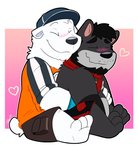 anthro blush cuddling duo heart_symbol male thepandobo lovers_of_aether rivals_of_aether etalus krousser bear canid canine canis hybrid mammal polar_bear ursine wolf hi_res