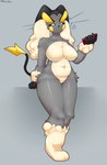 anthro big_breasts breasts featureless_breasts female fluffy fusion genitals looking_at_viewer nude nude_anthro pussy solo kuro_draw nintendo pokemon raipunny val_lovelight generation_1_pokemon generation_4_pokemon lopunny pokemon_(species) raichu absurd_res hi_res