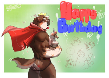anthro butt fur male muscular muscular_male nude simple_background solo tail white_body white_fur tem1tem dekaku_inu_(character) canid canine canis domestic_dog mammal digital_media_(artwork)