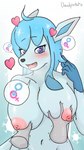 5_fingers 9:16 anthro areola big_areola big_breasts blue_background blue_body blue_eyes blue_hair blush breast_fondling breast_grab breast_play breasts canid clothing curvy_figure deadpotato digital_media_(artwork) disembodied_hand duo eeveelution erect_nipples eyebrow_through_hair eyebrows female fingers fondling generation_4_pokemon glaceon glistening glistening_hair gloves_(marking) grope hair half-length_portrait hand_behind_back hand_on_breast heart_eyes heart_symbol hi_res huge_breasts human long_sleeves looking_at_viewer mammal markings navel nervous nintendo nipples nude open_mouth pink_areola pink_nipples pokemon pokemon_(species) portrait puffy_areola puffy_nipples raised_arm signature simple_background snowflake solo_focus translucent translucent_hair voluptuous