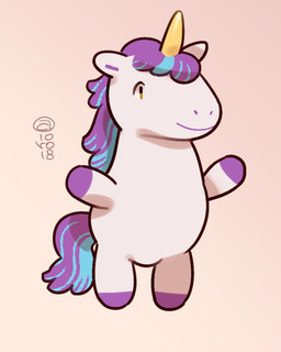 ambiguous_gender anthro chibi colored-in horn solo unicorn_horn 10ro18 mythology equid equine mammal mythological_creature mythological_equine unicorn 4:5
