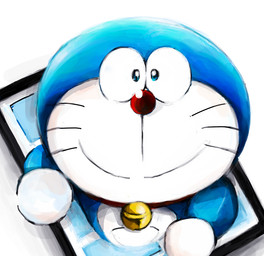 anthro bell blue_body blue_fur collar front_view fur looking_at_viewer machine male mouth_closed pouch_(anatomy) red_collar red_nose shadow simple_background solo tablet tablet_computer whiskers white_background white_body white_fur mt_tg doraemon doraemon_(character) domestic_cat felid feline felis mammal robot shaded