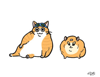 black_eyes eyewear eyewear_on_head female feral fur goggles goggles_on_head male multicolored_body multicolored_fur orange_body orange_fur simple_background simple_coloring simple_eyes tan_body tan_fur white_background white_body white_fur ggogam blizzard_entertainment overwatch fika_(overwatch) hammond_(overwatch) cricetid domestic_cat felid feline felis hamster mammal rodent 2026