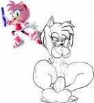 anthro bra breasts clothing dildo female genitals hands_behind_head penetration sex_toy solo thick_thighs underwear vaginal vaginal_penetration wide_hips little-gray-bunny sega sonic_the_hedgehog_(series) amy_rose eulipotyphlan hedgehog lagomorph mammal multiple_images