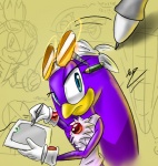 anthro beak blue_eyes breaking_the_fourth_wall clothing creating_art drawing drawing_(action) drawing_tablet drawn_over eyewear female goggles kerchief pencil_(object) purple_body recursion solo sunglasses tablet tablet_pen what psuc sega sonic_riders sonic_the_hedgehog_(series) jet_the_hawk wave_the_swallow accipitrid accipitriform avian bird hirundinid oscine passerine swallow_(bird) digital_drawing_(artwork) digital_media_(artwork) mixed_media sketch sketch_page